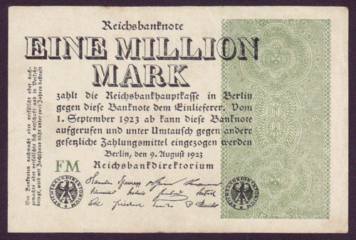 1923 Germany 1 Million Mark (small-lattice wmk) L000940